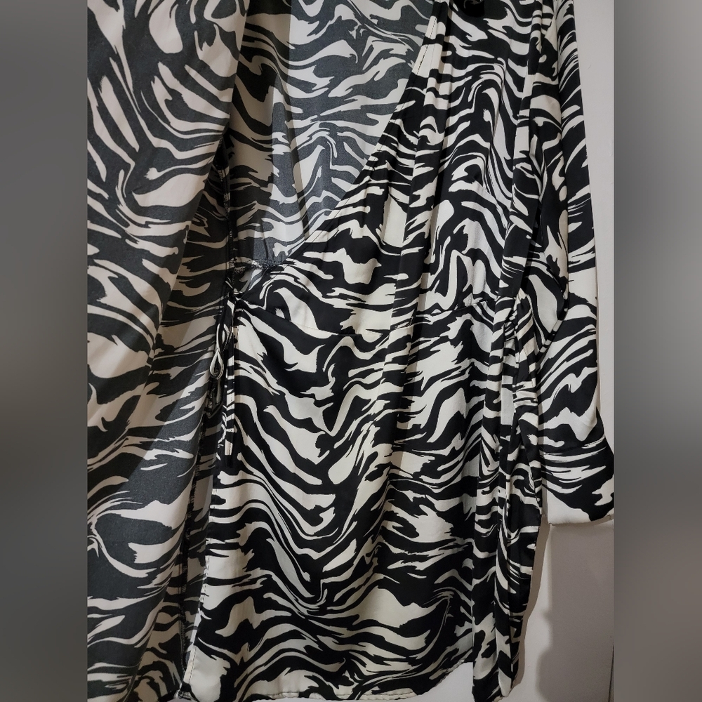 H&M Zebra Print Wrap Dress (Ivory & Black) - Picture 5 of 8
